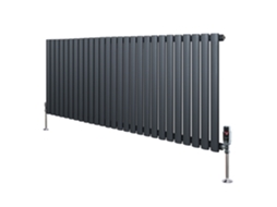 Radiador Oval De Coluna Única 600x1620 Mm - Cinza Antracite, 1541w, Aço Carbono, Válvulas Termostáticas Cromadas,