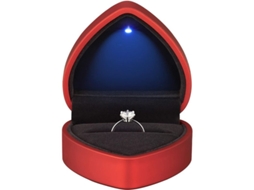 Caja De Anillo Coração Com Luz Led, Estojo De Joias De Veludo Para Casamento, Noivado E Aniversário (vermelho-2 Peças)
