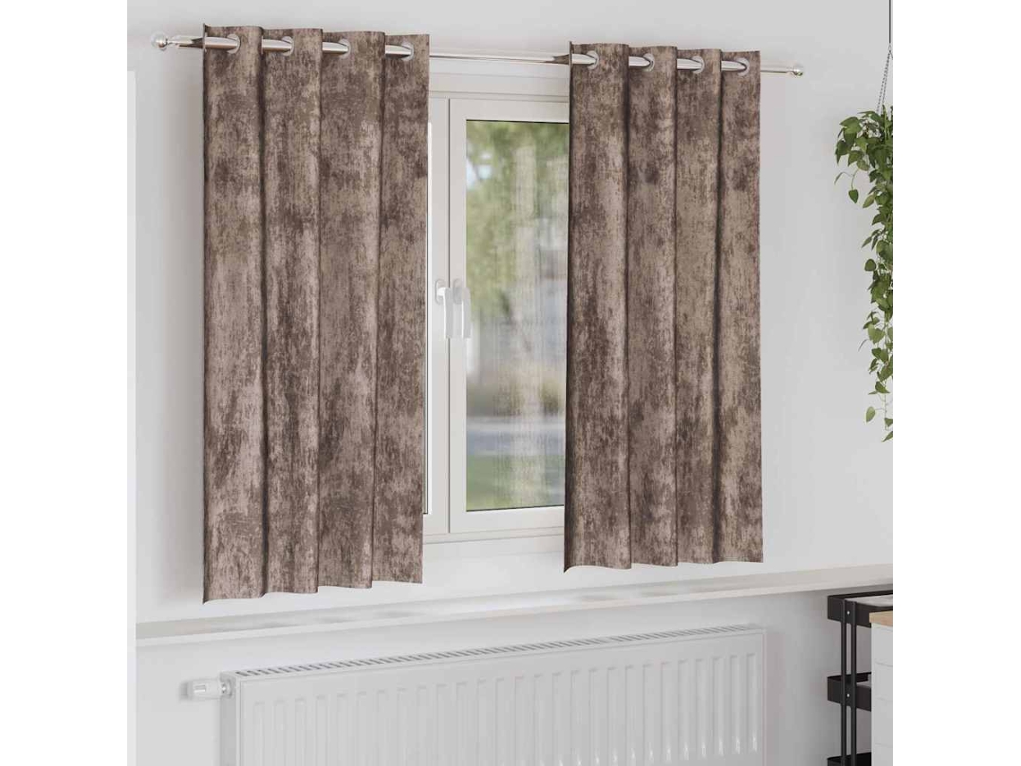 Vidaxl Cortinas De Veludo 2 Unid. Cappuccino 175 X 140 Cm Veludo