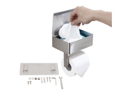 Suporte de Papel Higiênico Aço Inoxidável com Prateleira para Lenços Umedecidos | S/MARCA