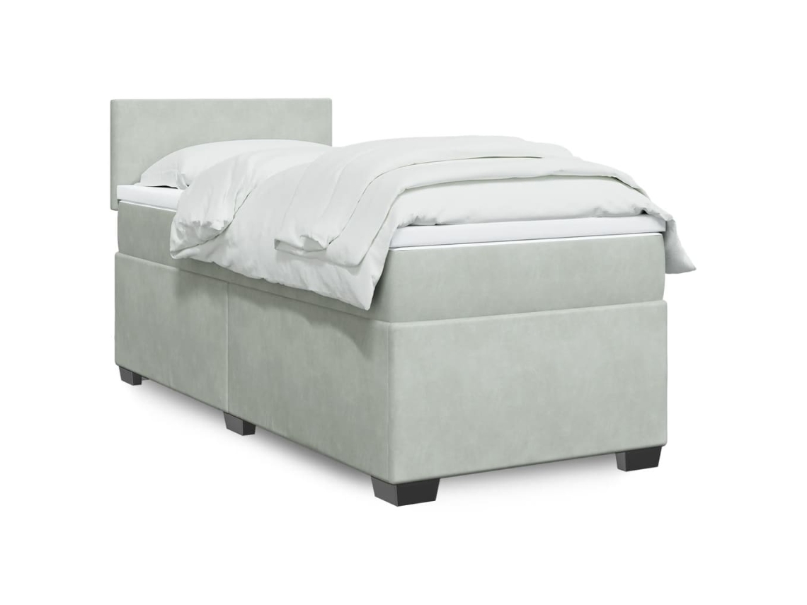 Vidaxl Cama Com Molas/colchão 90x200 Cm Veludo Cinza-claro