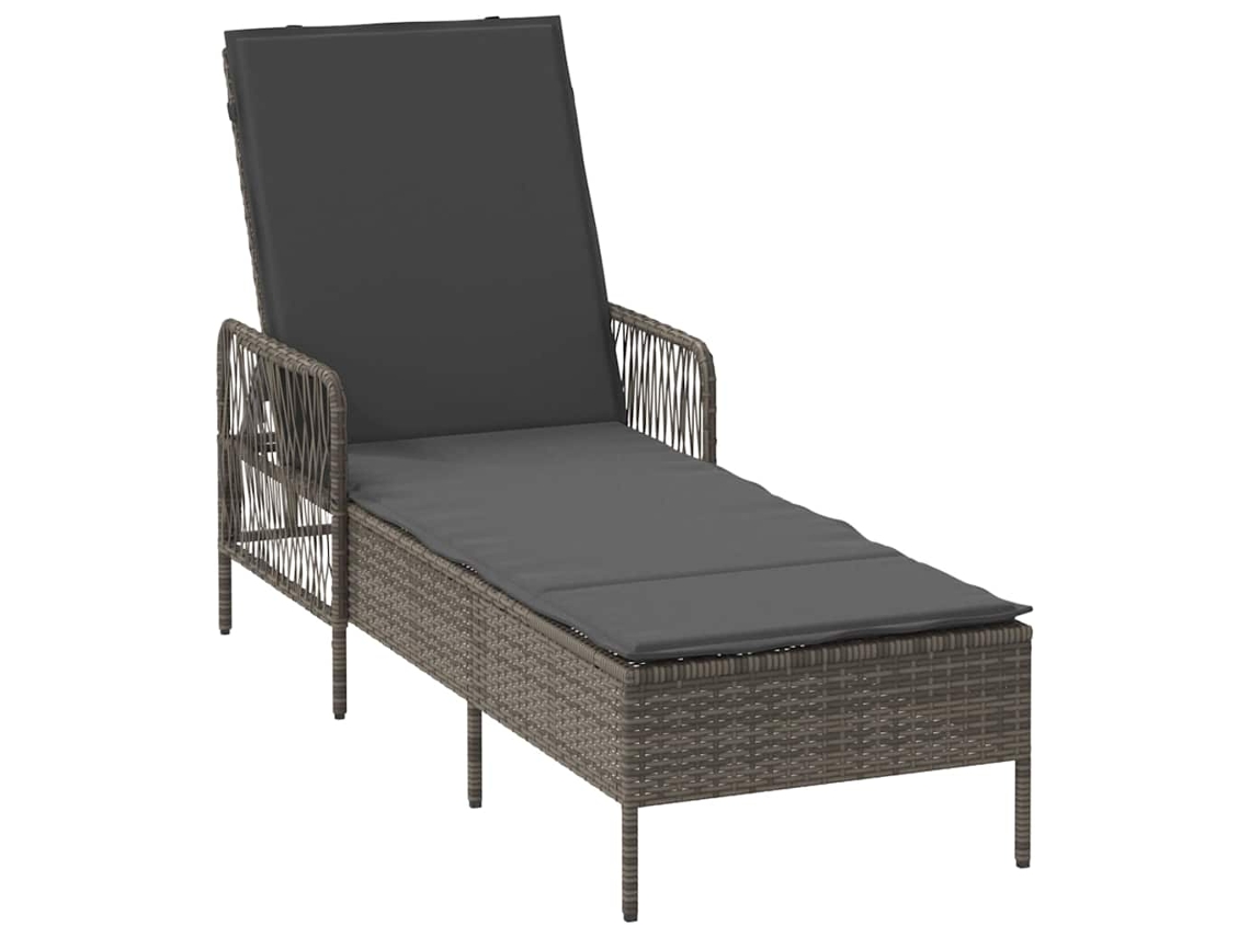 Espreguiçadeira Cinza e Cinza Escuro Vime Pe MAISON EXCLUSIVE (55x200x92 cm)