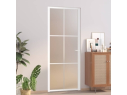 Vidaxl Porta De Interior 83x201,5 Cm Vidro E Alumínio Branco Mate