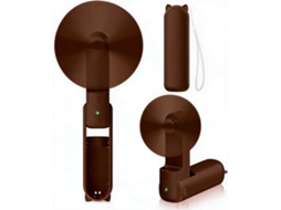 Mini Ventilador de Mão HENTEN HOME 2 em 1, bateria externa, compacto, marrom