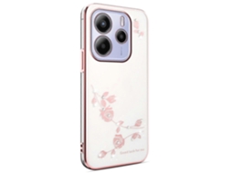 Capa Kadem Para Xiaomi Redmi Note 14 4g (164,84 Mm) Com Decoração De Flores E Strass, Galvanoplastia, Capa De Tpu Em Ouro Rosa