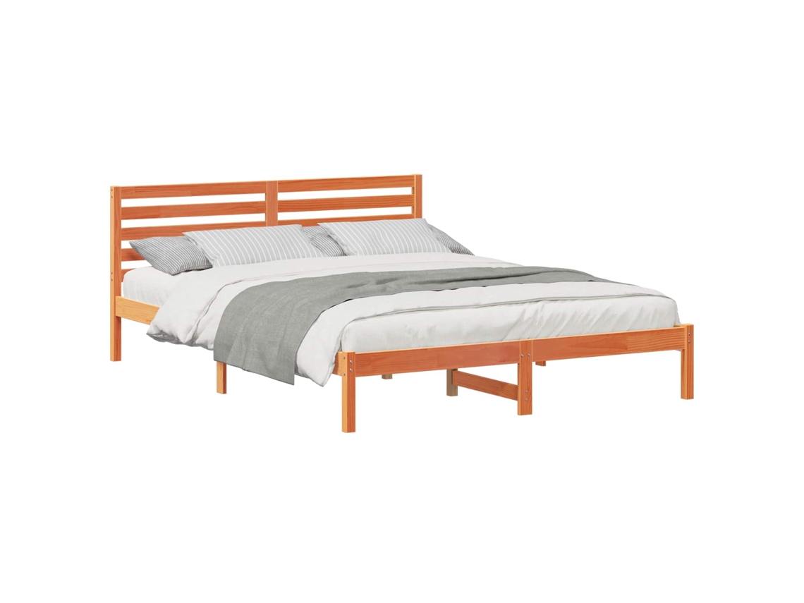 Estrutura da Cama com Cabeceira Marrom Cera em Madeira MAISON EXCLUSIVE (160x220 cm)