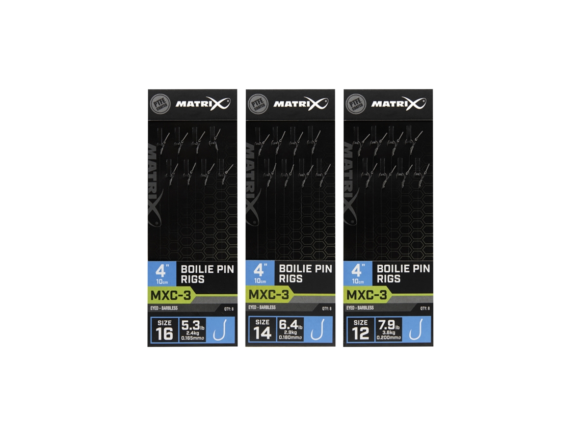 Conjunto de 8 líderes sem barbless MATRIX MXC-3 Boilie Pin