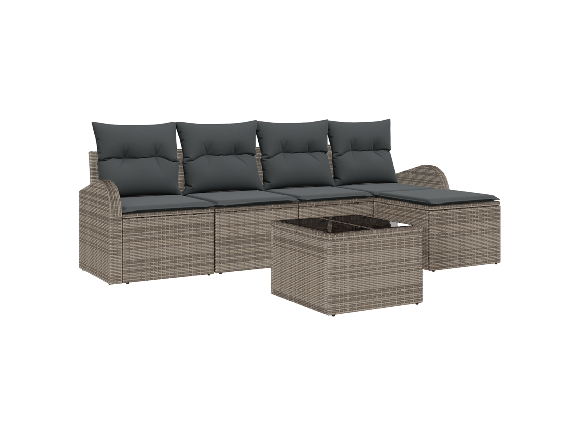 Conjunto 6 Sofá De Jardim Vidaxl Cinzento Vime Pe (55 X 55 X 37 Cm)
