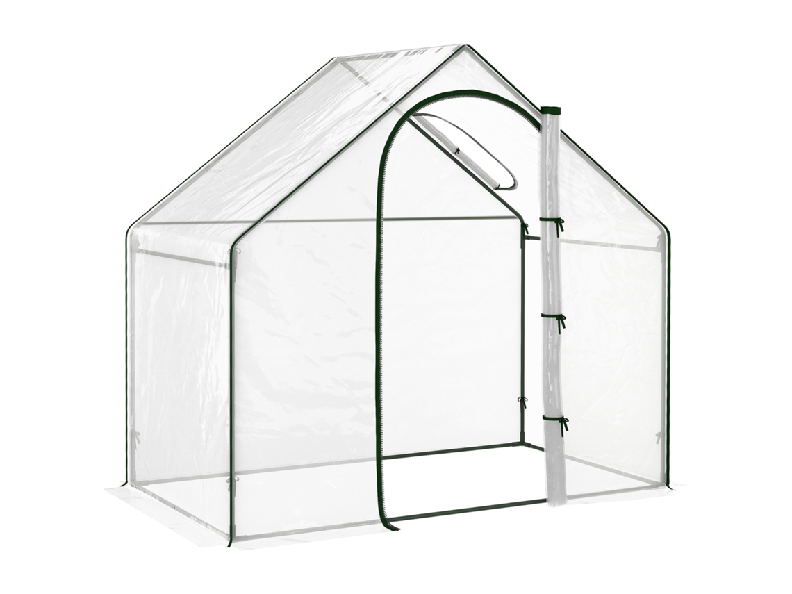 Fogão de alumínio, espaço para entrada, claraboia, porta de enrolar, estrutura metálica em aço inoxidável, 180 x 100 x 168 cm, transparente - Cada