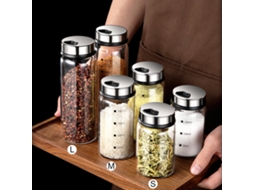 Nova Line pote de Temperos de Vidro 300ml com Escala 4 Saídas para Condimentos Cozinha