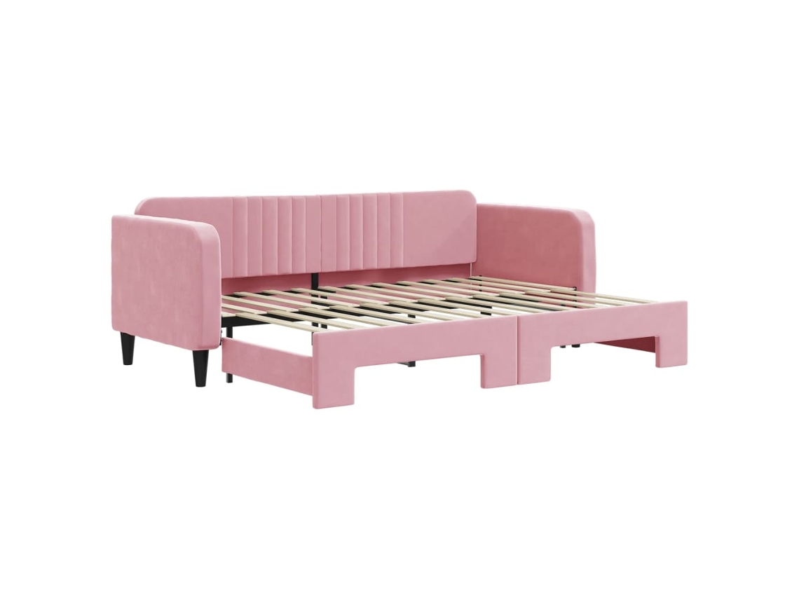 Sofá-cama com gavetão VIDAXL Cor-de-rosa Veludo (80x200 cm)