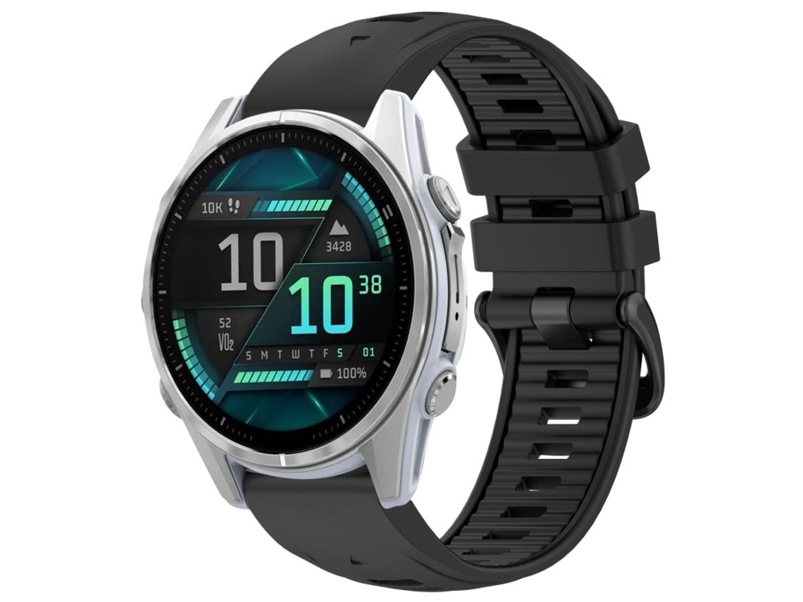 Bracelete para Garmin Fenix 8 Amoled Silicone com Fivela de Aço Duas Cores Preto XIAOMOYU (43mm)