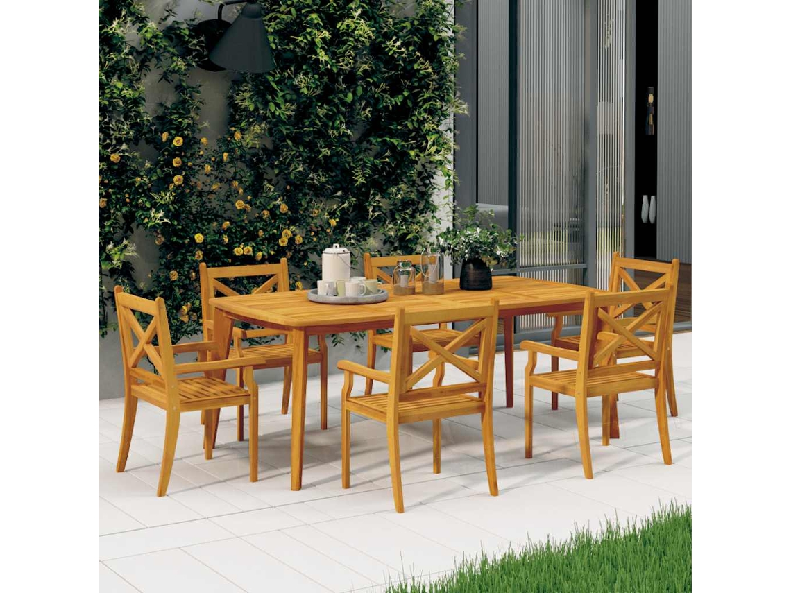 Vidaxl Cadeiras Jantar P/ Jardim 6 Pcs Madeira De Acácia Maciça