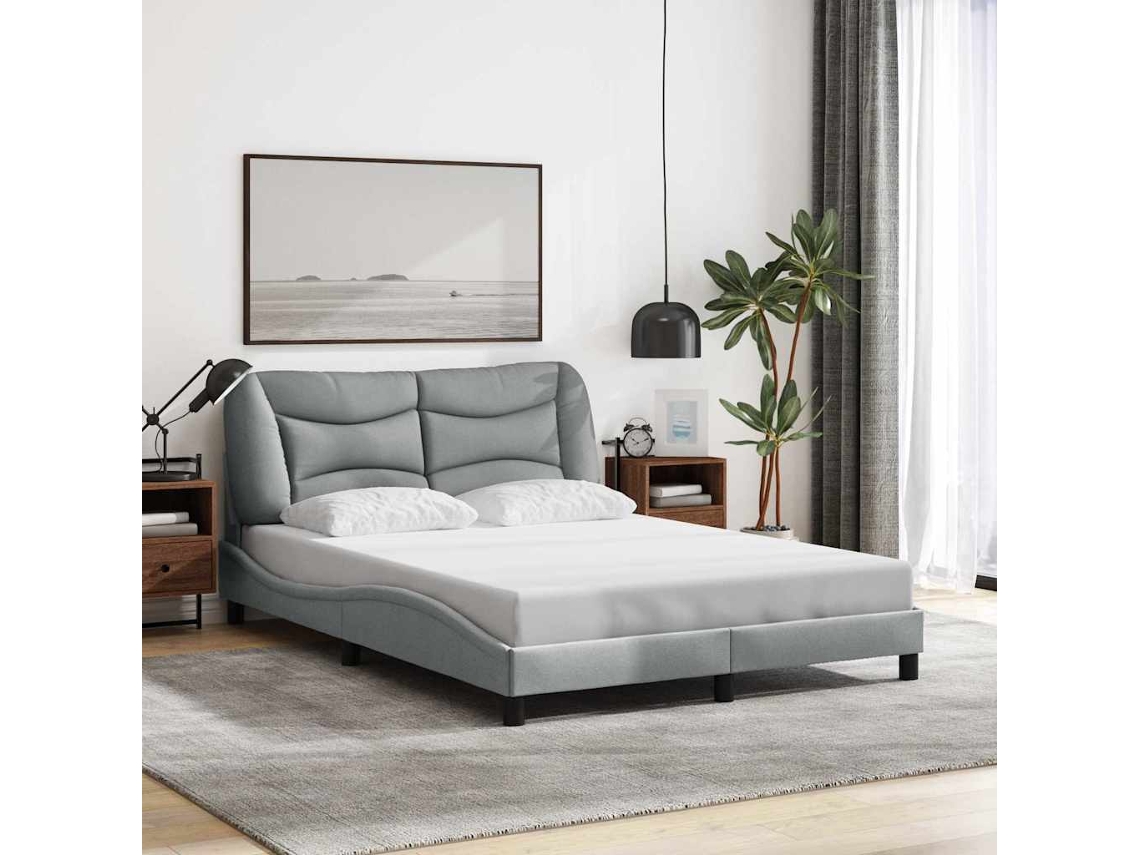 Vidaxl Estrutura de Cama Sem Colchão Hvar 140x200 Cm Tecido Cinzento claro