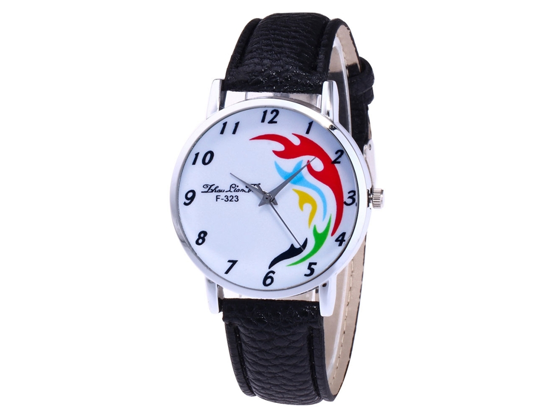 Reloj De Pulsera De Cuarzo Con Display Analógico Y Correa De Pu Fashion (negro)