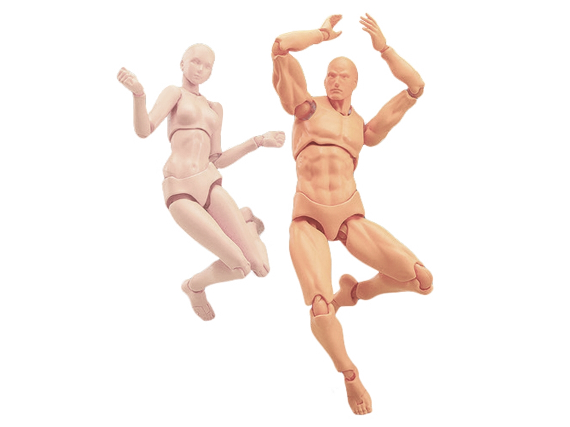 Primerox modelos de Corpo Humano Articulados Pvc com Base Móveis para Decoração e Presente