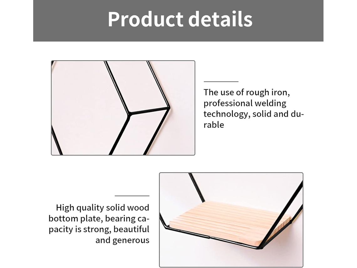 Prateleiras Flutuantes Hexagonais, Divisórias De Madeira Simples Em Estilo Vintage Elegante, Prateleiras De Armazenamento Com Alta Capacidade De Carga