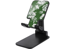 Suporte Dobrável E Ajustável Para Celular Com Estampa Floral Verde Branca, Ideal Para Escritório