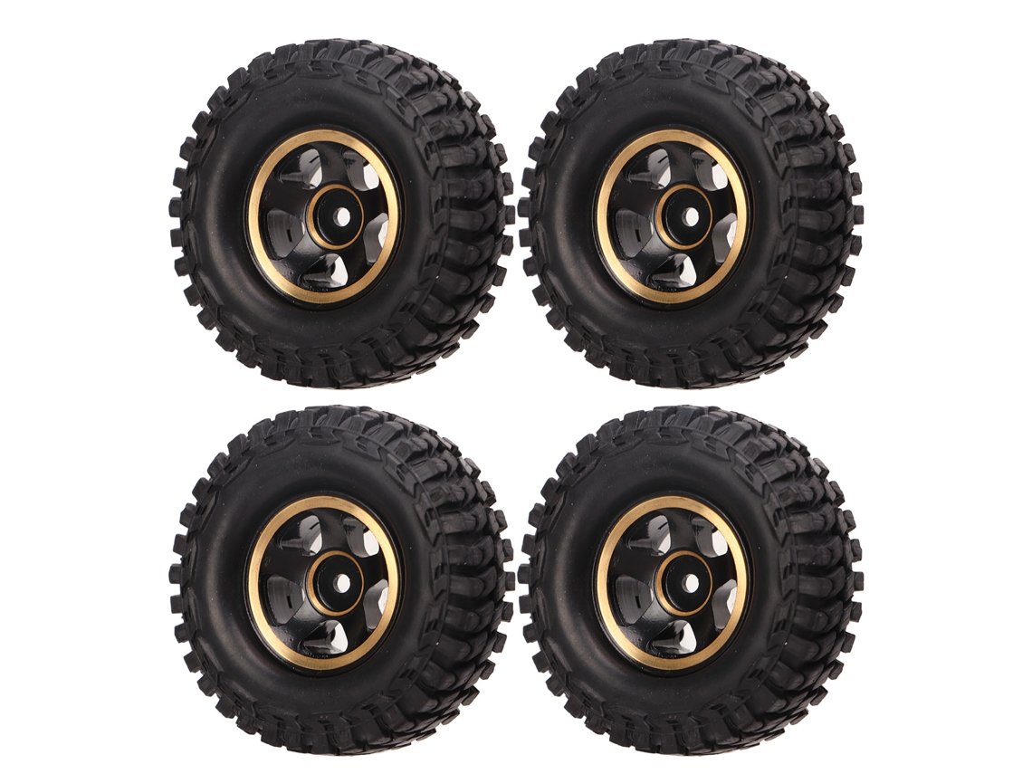 Mali 4 Pneus de Roda Rc de 1.0 Polegada em Borracha com Cubo de Latão para Carro Rc Fms Fcx24 1/24