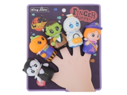 Bjww - Conjunto de 5 fantoches de dedo infantis para o Halloween, com desenhos animados fofos para festas escolares.