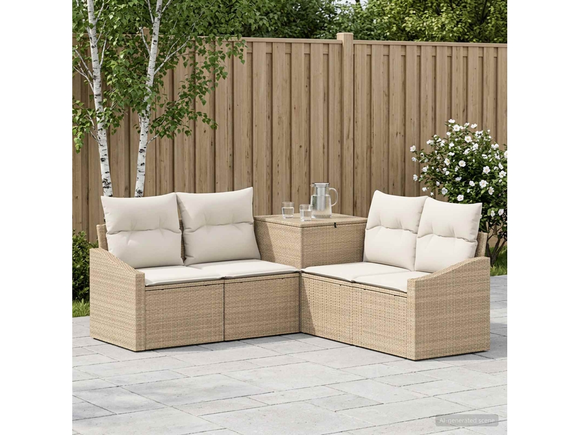 Vidaxl Conjunto De Sofás 5 Unid. Bege E Branco Creme