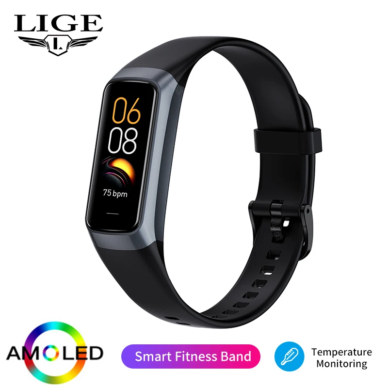 Pulseira Inteligente para Esportes e Fitness, com Tela Amoled de Alta Definição. MDUG (preta)