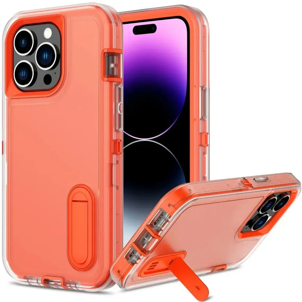 (laranja, Iphone 16 Plus) Capa Protetora 3 Em 1 Com Suporte, Capa Protetora De Tpu Resistente A Impactos De Nível Militar