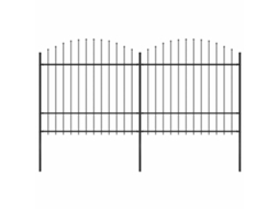 Vidaxl Cerca De Jardim Com Topo Em Forma De Lança Em Aço 337x175 Cm, Preta