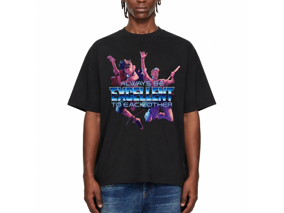Rockinstone Bill And Ted Always Excellent Black Adult T-shirt Size:xl