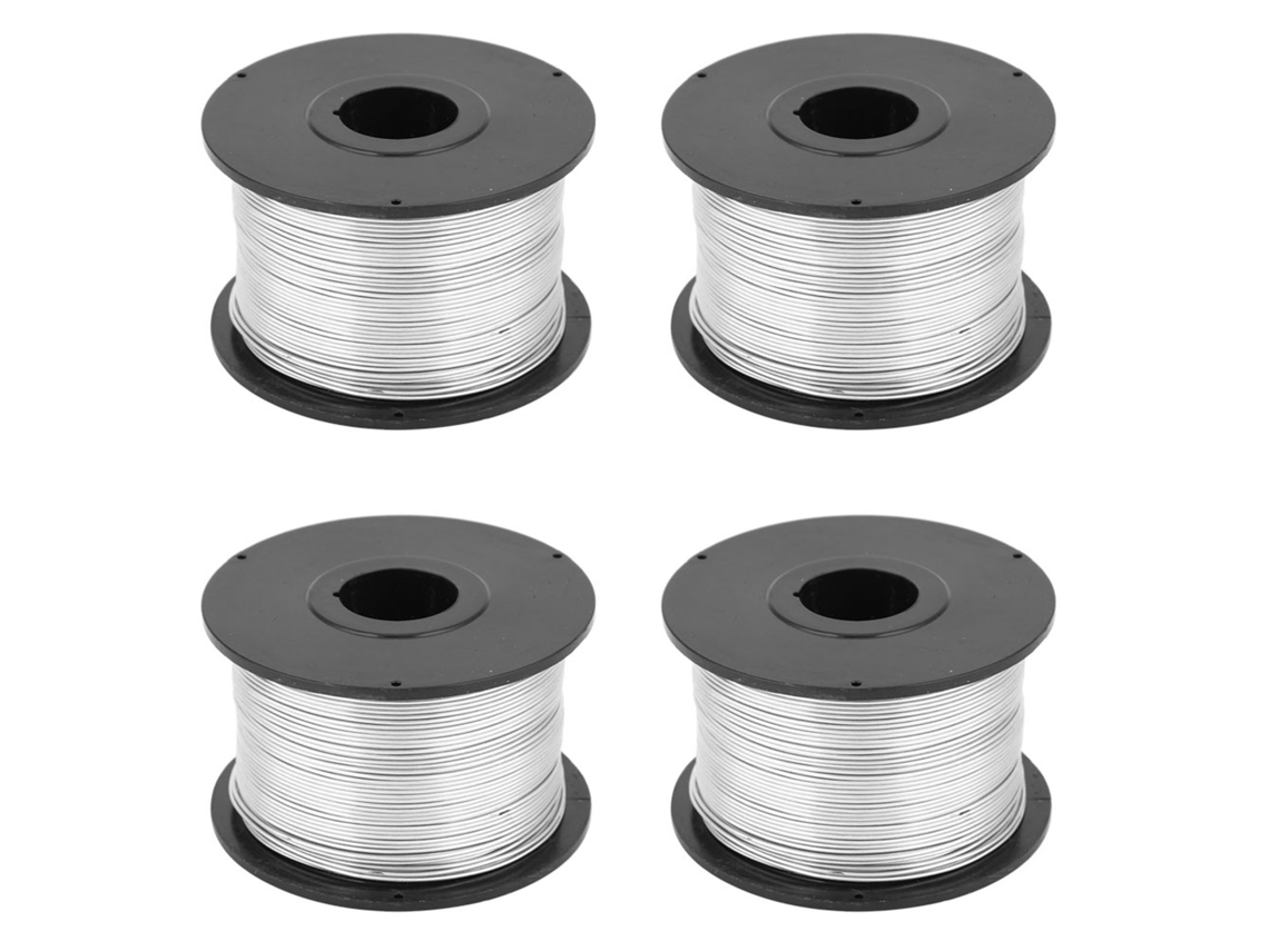 Conjunto de 4 fios de aço para amarrar vergalhões, 0,8 mm, 110 m, para máquina automática de amarrar vergalhões.