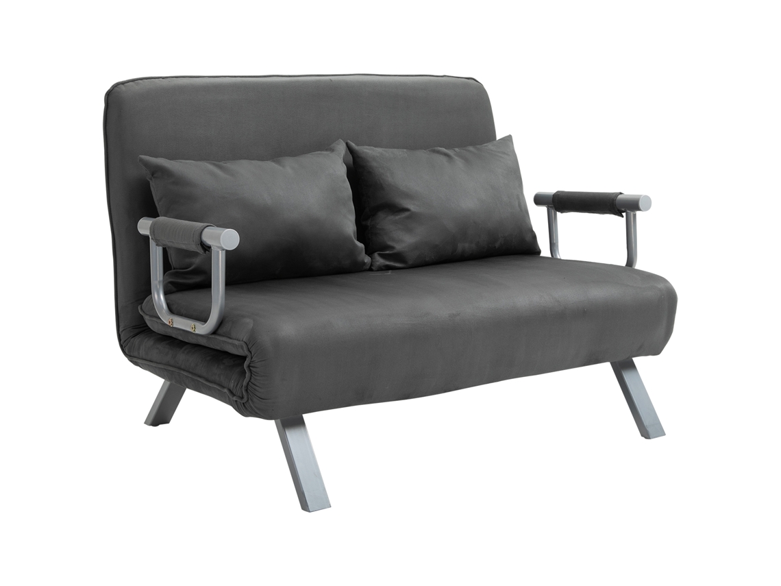Sofá cama 3 em 1 de 185x105cm com encosto ajustável em 5 posições, almofadas decorativas, de 2 lugares com função de cama, veludo | S/MARCA
