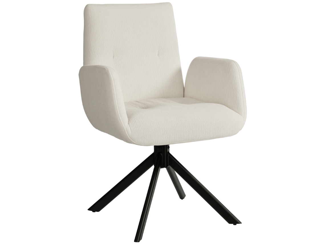 Poltrona giratória, cadeira de destaque, design moderno, suporta até 120kg, branco cremoso BTFORUS