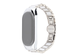 Bracelete de Aço Inoxidável para Xiaomi Mi Band 3/Mi Band 4 Três Contas Brancas