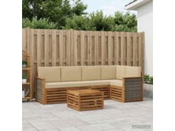 Vidaxl Conjunto De Sofá Sectional Com Almofada 5 Pcs Natural