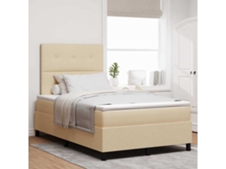 Vidaxl Cama Box Com Cabeceira Creme 120 X 190 Cm Tecido