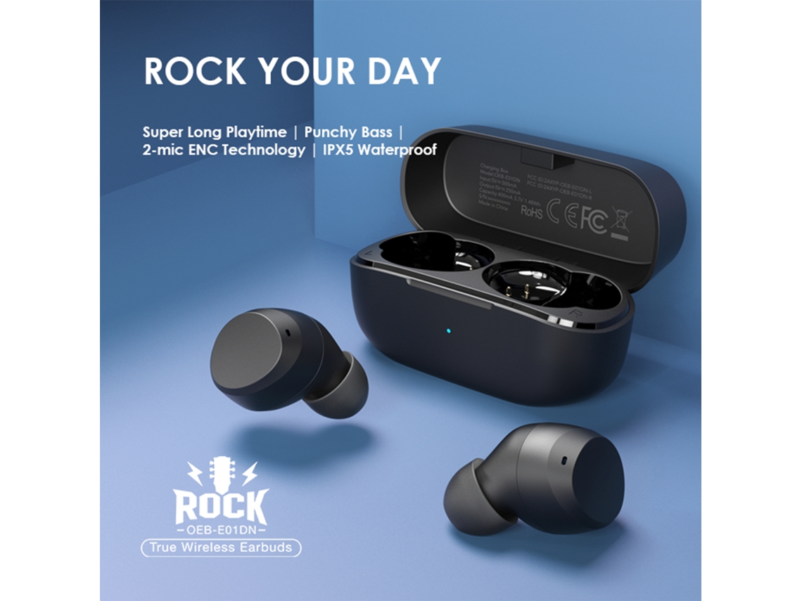 Fones de Ouvido Sem Fio Oraimo Rock Earphone Preto Oeb e01dn EOOCOO