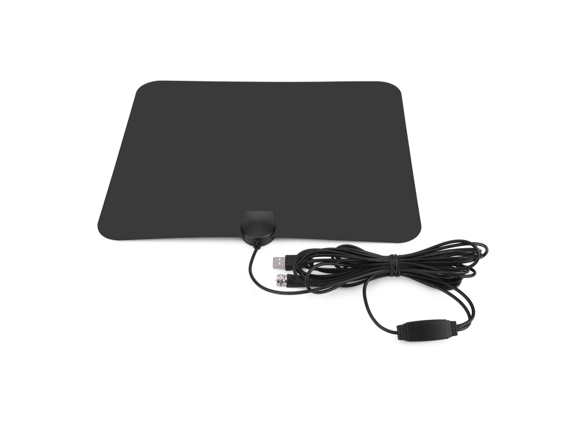 Antena Digital Indoor Para Tv Hdtv 1080p Alcance 80 Milhas Vhf Uhf Com Cabo De 10 Pés