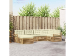 Vidaxl Conjunto De Sofás Para Exterior 6 Unid. Branco E Creme