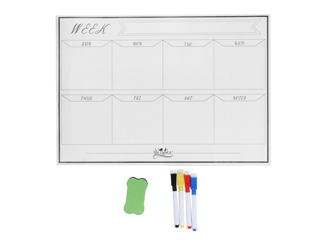 Adesivo de quadro branco magnético 42x30cm, reutilizável, com grade semanal e fácil de limpar | S/MARCA