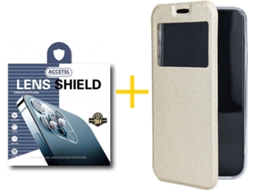 Capa + 1 Película de Câmara para iPhone 11 Pro Max ACCETEL Dourado