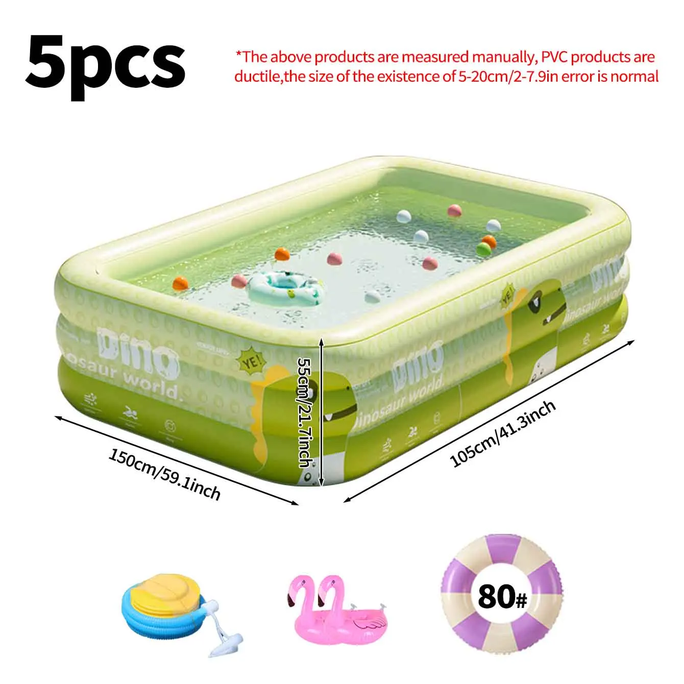 Material De Pvc Espesso Retangular, Conjunto De Piscina Inflável (1,5 M).