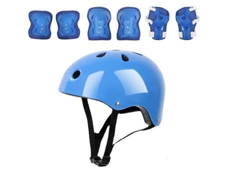 Conjunto De Equipamento De Proteção Zerone Da007 Capacete E Joelheiras Espuma Eva Multiesporte Infantil