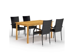 Vidaxl 5 Pcs Conjunto De Jantar Para Jardim Preto