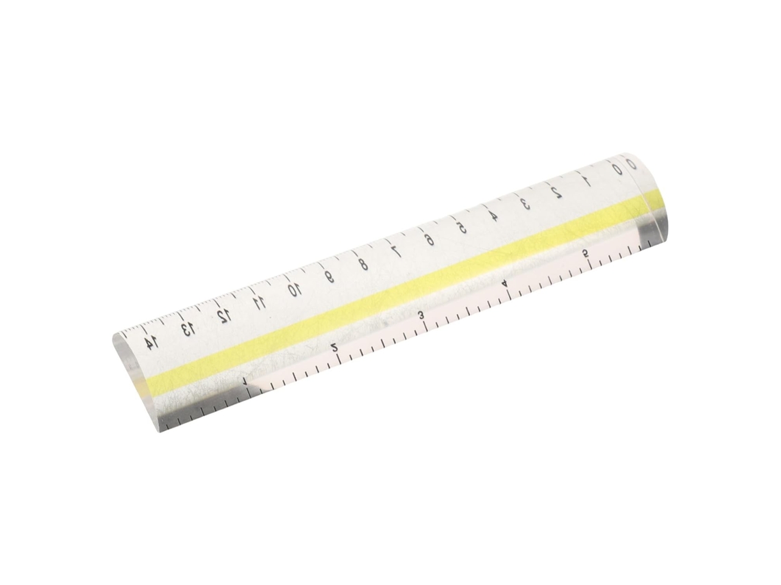 Caderno de leitura amarelo transparente com expansibilidade e guia de linhas em acrílico, adequado para estudo bíblico e documentos.