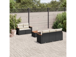 Vidaxl 6 Pcs Conjunto Sofás De Jardim C/ Almofadões Vime Pe Preto