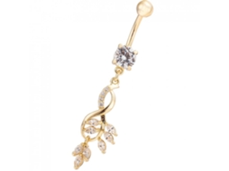 Anel De Umbigo Flor Zircônio Aço Inoxidável