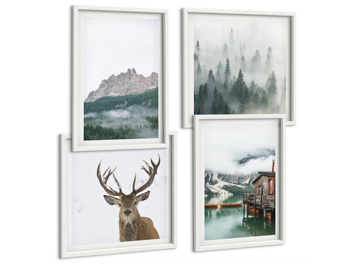 Galeria De Pinturas Murais Arquitetura Marítima Grécia Moldura Branca Fotos Para O Escritório Espelharte (conjunto De 4 Imagens)