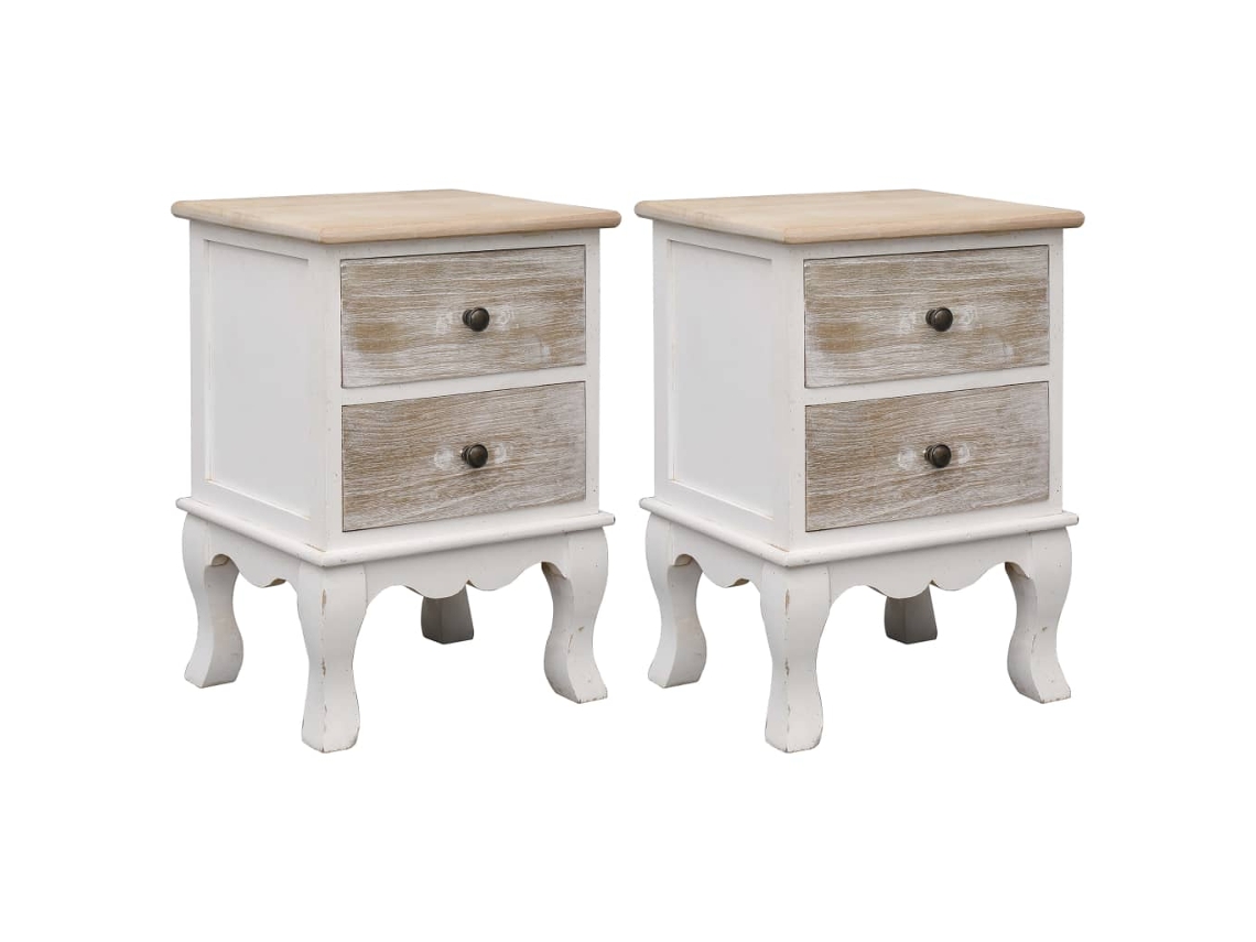 Bedside Cabinet, Bedside Cabinets Vidaxl Branco Madeira De Paulownia (n/a)