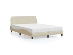 Vidaxl Cama Com Colchão Dover 120x200 Cm Tecido Cor Creme