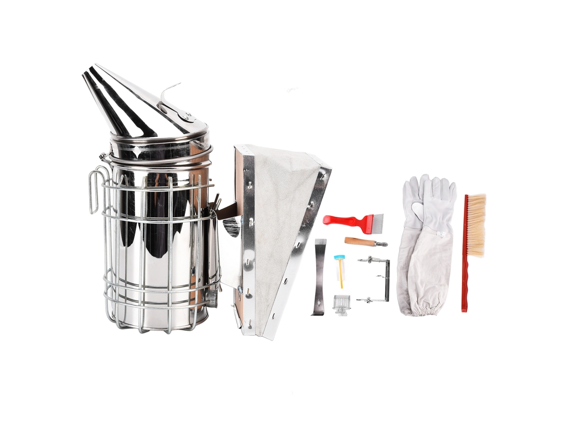 Kit Inicial de Apicultura com Fumegador, Ferramentas e Suprimentos para Apicultores Iniciantes e Experientes